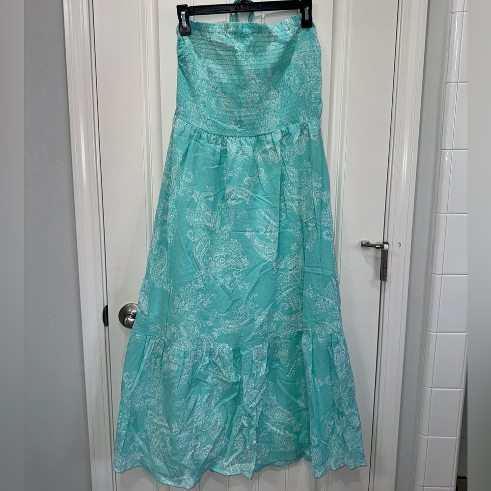 Light blue paisley print sun dress